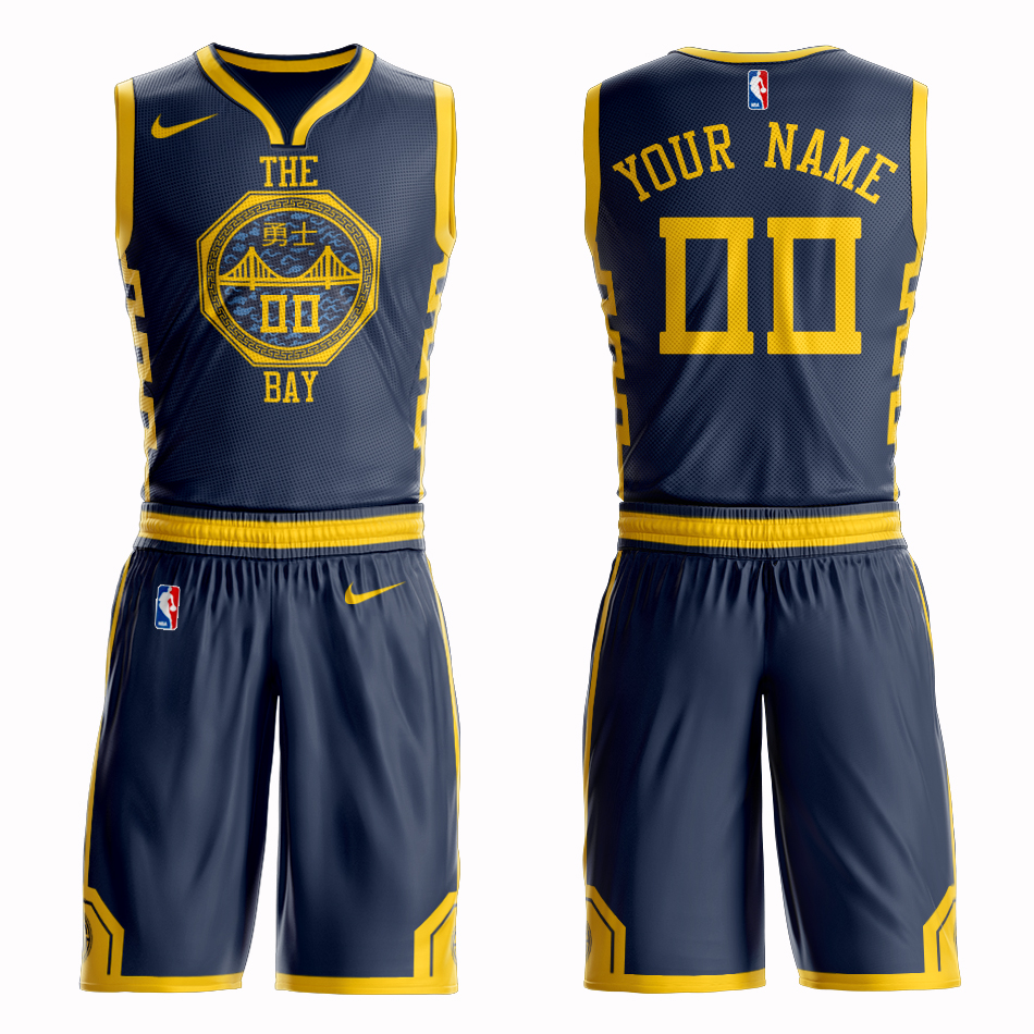 Men 2019 NBA Nike Golden State Warriors #00 dark blue Customized jersey